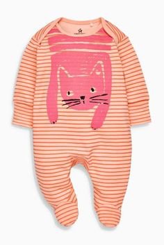 Buy Orange/Pink Cat Face Sleepsuits Three Pack (0mths-2yrs) from the Next UK online shop