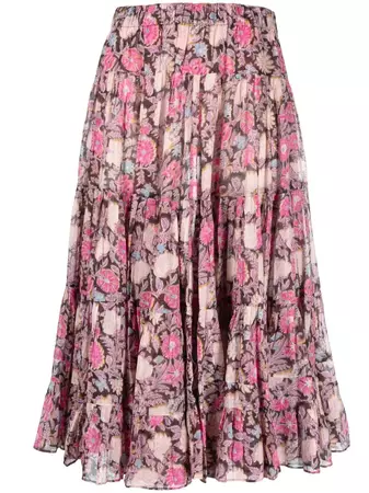 MARANT ÉTOILE floral-print Pleated Midi Skirt