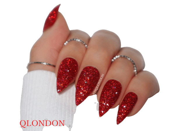 red glitter nails