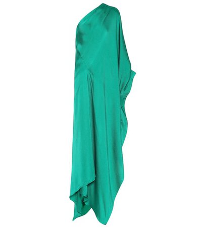 Asymmetric silk-blend gown
