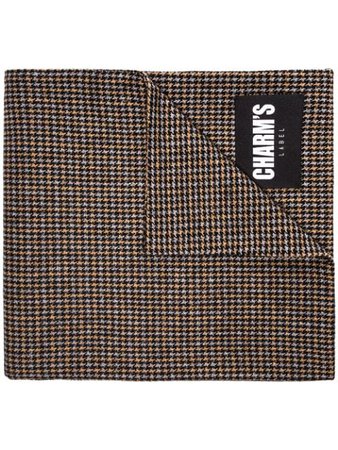 Charm's brown, Blue And Yellow Logo Houndstooth Wool Scarf - Farfetch