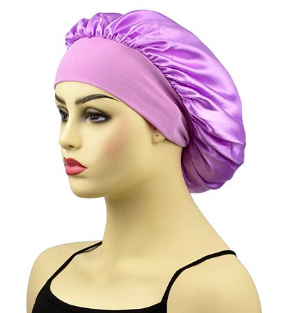 Amazon.com: Satin Sleep Cap Bonnet for Women, Wide Band Satin Sleeping Caps Night Hat Head Cover for Natural Hair Loss, Black Floral: Beauty