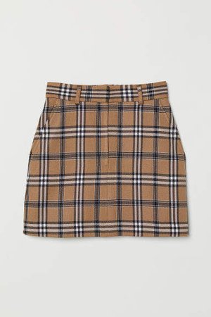 Checked Skirt - Beige