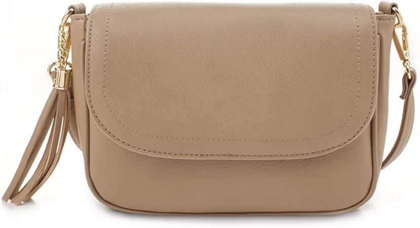 EVVE Crossbody Bags for Women - Flap Saddle Purse Style | Taupe: Handbags: Amazon.com