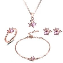 4pcs pink cat eye bridal jewelry sets and more for women heart Opal rose gold wedding jewelry earring ring bracelet necklace set-in Jewelry & Accessories from Jewelry & Accessories on Aliexpress.com | Alibaba Group