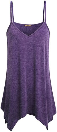 Miusey Flowy Tank Tops for Women, Girls Sleeveless V Neck Shirts A line Loose Stretchy Various Hem Comfy Cute Summer Attractive Wear Vacation Beach Tunic 2018 Purple S at Amazon Women’s Clothing store