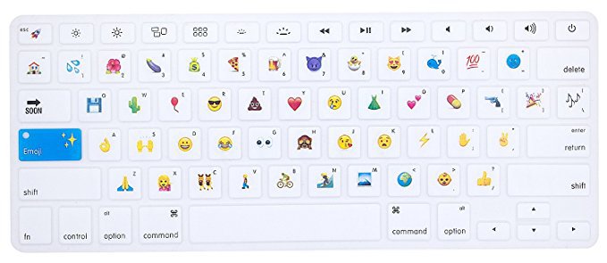 HRH Funny Emoji Keyboard Cover Silicone Skin for MacBook Air 13 and MacBook Pro 13" 15" 17" (with or w/out Retina,Not Fit 2016 Macbook Pro 13 15 with/without Touch Bar) US Layout