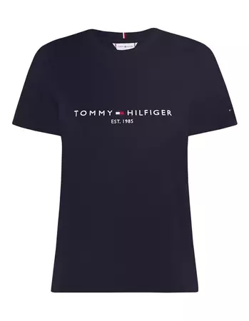 Tommy Hilfiger Curve Regular Hilfiger Crewneck Short Sleeve Tee Blue | MYER