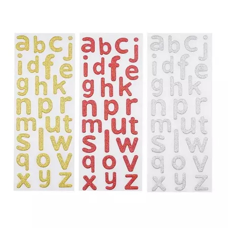 Glitter Alphabet Letter Lower Case Stickers, Gold/Red/Silver, 1-Inch, 3-Packs - Walmart.com