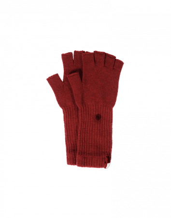 POINTER: Red knitted cashmere fingerless gloves