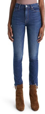The Dazzler High Waist Frayed Ankle Skinny Jeans