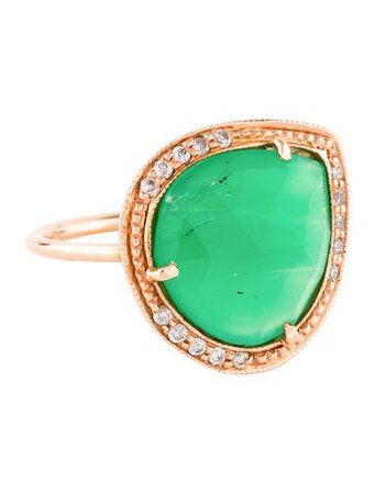 Jacquie Aiche 14K Chrysoprase & Diamond Cocktail Ring - Rings - JAAIC20155 | The RealReal