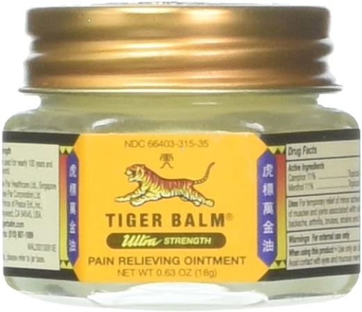 Amazon.com: Tiger Balm Ultra Strength Pain Relieving Ointment Non-Staining 18 gm : Health & Household