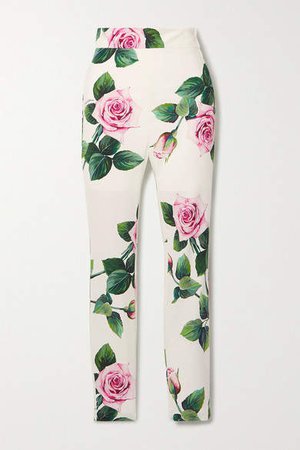 Floral-print Cady Skinny Pants - White