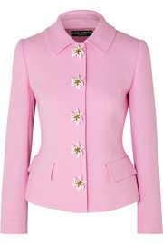 Dolce & Gabbana | Cropped crystal-embellished metallic brocade jacket | NET-A-PORTER.COM