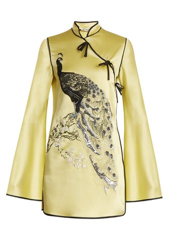 Elena peacock-embroidered satin mini dress | Attico | MATCHESFASHION.COM US