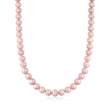 10-11mm Pink Cultured Pearl Necklace with 14kt Yellow Gold. 16" | Ross-Simons