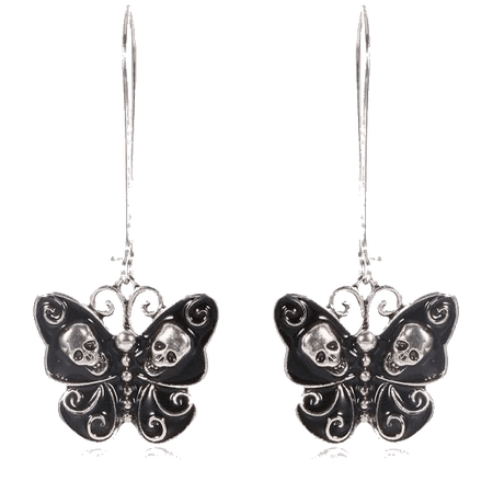 black skull butterfly earrings