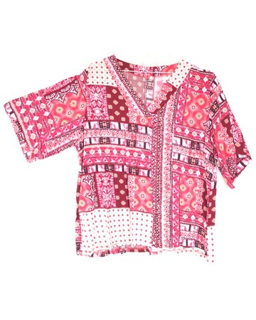 Blusa escote V tonos rosados
