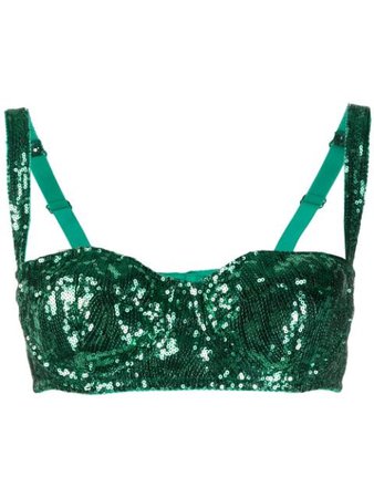 Shop green Dolce & Gabbana sequined balcony top with Express Delivery - Farfetch