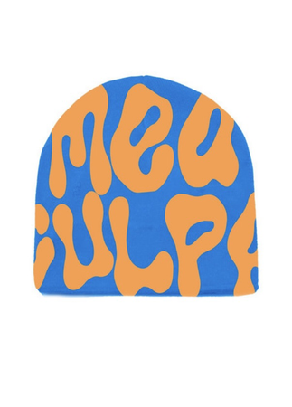 blue and orange mea culpa hat