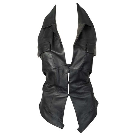 Yves Saint Laurent YSL Leather Halter Backless Vest Top For Sale at 1stdibs