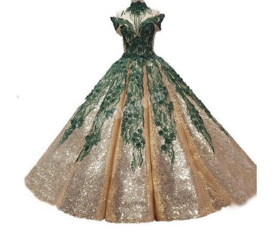 Green and Gold Princess Gown
