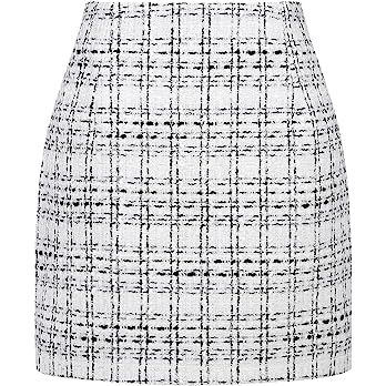 Amazon.com: Tweed Skirt for Women Fall Winter 2022 Checkered Houndstooth Wool Plaid Mini Skirts(White, S) : Clothing, Shoes & Jewelry