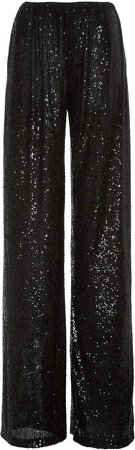 Naeem Khan High-Waist Sequin-Embellished Flared Trousers Size: XS