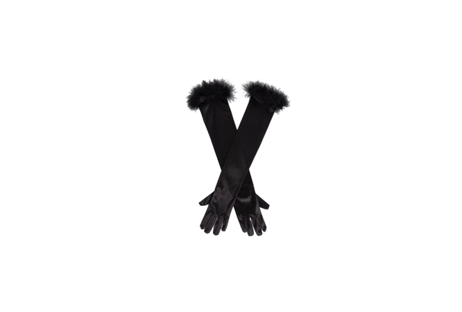 black feather gloves
