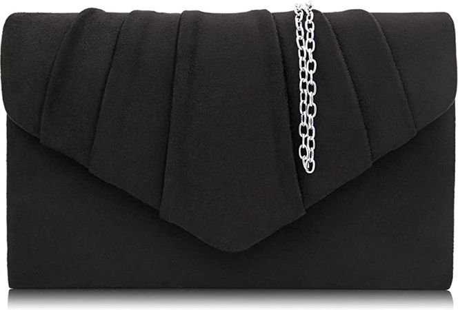 Milisente Clutch Purses For Women Suede Pleated Evening Bag Bridal Evening Clutch Bag (Black): Handbags: Amazon.com