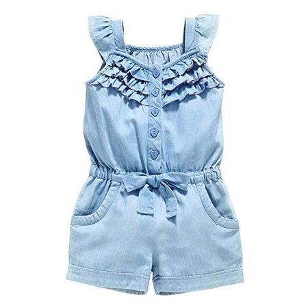 Amazon.com: OWIKAR Baby Girls Rompers Lace Denim Vest Shorts Boat Neck Summer Dress for Age 1-6: Gateway