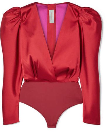 Deverell Satin-twill And Stretch-jersey Bodysuit - Red