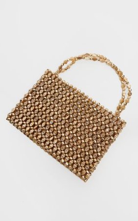 Gold Metallic Beaded Mini Bag | PrettyLittleThing