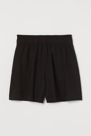 Linen-blend pull-on shorts - Black - Ladies | H&M GB