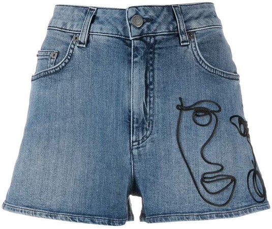 Cornely-embroidered denim shorts