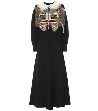 GUCCI Embellished silk and wool dress