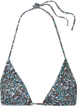 Matteau - The String Floral-print Triangle Bikini Top - Blue