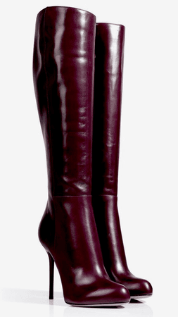 burgundy knee high heels boots