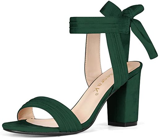 Amazon.com | Allegra K Women Open Toe Ankle Tie Back Chunky Heel Sandals | Heeled Sandals