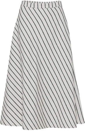 Mcverdi Striped White Round Cut Skirt