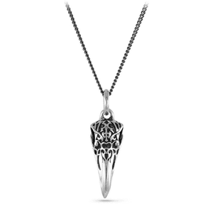 Tribal Raven Skull Silver Necklace by Lost Apostle | Gothic