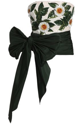 Embellished silk-jacquard and taffeta top | OSCAR DE LA RENTA |