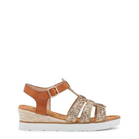 Sandals | Shop Women's Xti Sand Glitter Ankle Strap Sandals at Fashiontage | 046547_ORO-Yellow-36
