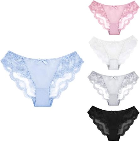 AntelopAir Lace Underwear for Women Sexy Lace Women's Underwear 5 Pack Black White Light Blue Grey Red at Amazon Women’s Clothing store