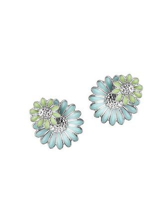 Shop Georg Jensen Daisy Sterling Silver & Enamel Layered Stud Earrings | Saks Fifth Avenue