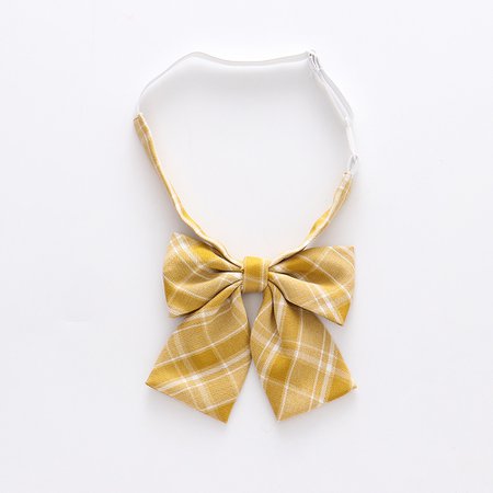 Japanese High School Jk Uniform Lemon Yellow Plaid Bow Tie 2