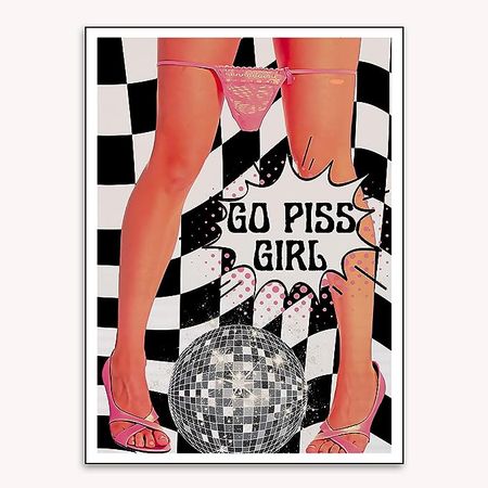 Amazon.com: Trendy Pink Bathroom Wall Art Vintage Aesthetic Posters Funky Funny Black and White Canvas Prints Fashion Disco Picture for Bathroom Wall Decor (12x16in Unframed) Preppy Room Decor: Posters & Prints