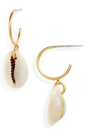 Madewell Cowrie Shell Mini Hoop Earrings | Nordstrom