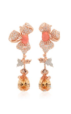 18K Rose Gold Orchid Citrine and Diamond Earrings by Anabela Chan | Moda Operandi